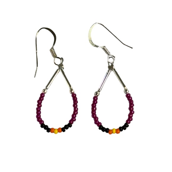 HANDCRAFTED BEADED Loop Earrings - Picture 2 of 9